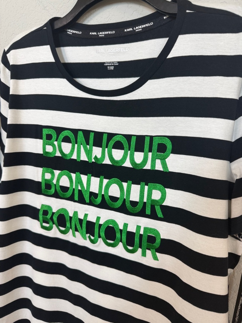 Karl Lagerfeld Striped Bonjour Tee